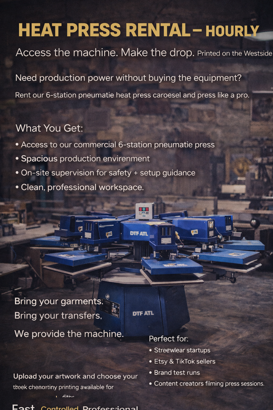 Heat Press Rental - Hourly - DTFATL
