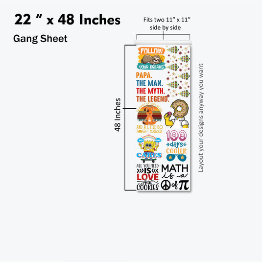 Custom DTF Gang Transfer Rolls - Multiple Sizes - Upload Ready to Print Gang Sheet