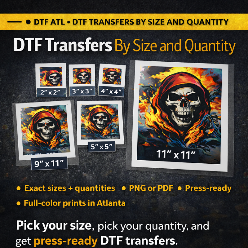 Load image into Gallery viewer, DTF Transfers By Size and Quantity - DTFATL
