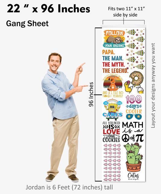 Custom DTF Gang Transfer Rolls - Multiple Sizes - Upload Ready to Print Gang Sheet