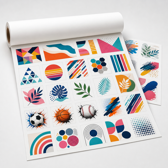 Upload-ready dye sublimation gang sheet with colorful original artwork